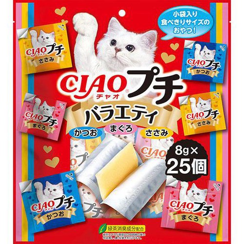 【ペット用】 いなば CIAO プチ バラエティ かつお・まぐろ・ささみ 8g x 25個