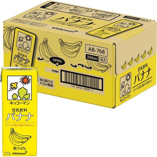 キッコーマン 豆乳飲料 バナナ 1ケース 200ml x 18本