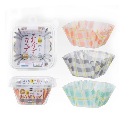 サンナップ スイトール 油を吸いとるおかずカップ ハーモニーチェック 四角タイプ 15枚