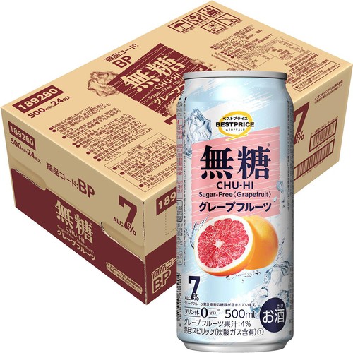 無糖グレープフルーツ 1ケース 500ml x 24本 トップバリュベストプライス