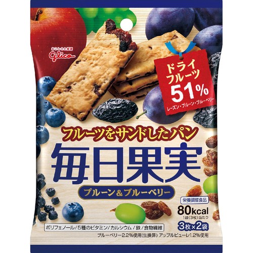 江崎グリコ 毎日果実 プルーン&ブルーベリー 6枚入 Green Beans