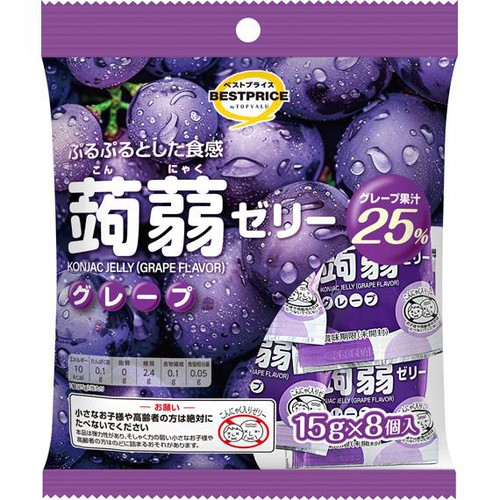 蒟蒻ゼリー グレープ味 15g x 8個 トップバリュベストプライス Green