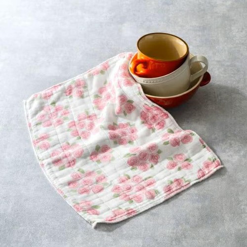 白雪 友禅ふきん 薔薇 ピンク 1枚