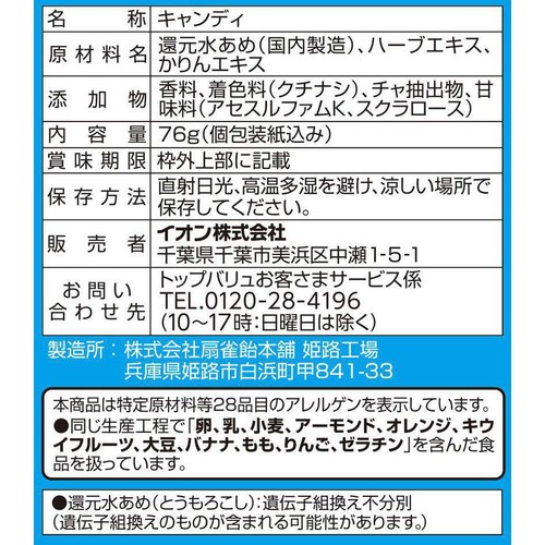 ノンシュガーミントのど飴 76g トップバリュ