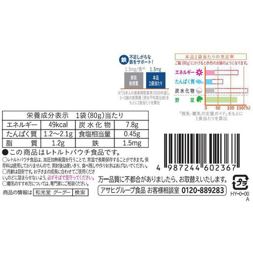和光堂 具たっぷりグーグーキッチン さばのトマトカレー 12か月頃から 80g