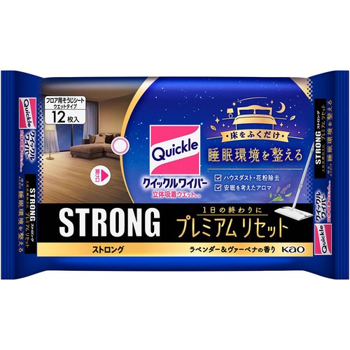 花王 クイックルワイパー 立体吸着ウエットシート ストロング プレミアムリセット 12枚