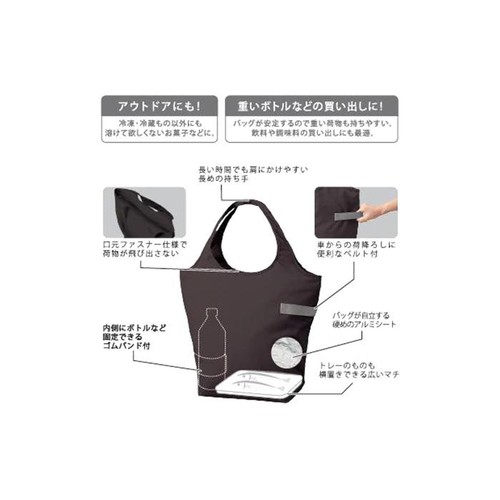 クルリト クーラーマルシェバッグ 保冷エコバッグ チャコールブラック