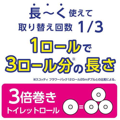 日本製紙クレシア スコッティフラワー3倍長持ちトイレットダブル無香消臭 75m x 4ロール