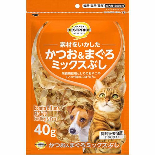 【ペット用】 ペット用スナックかつお&まぐろぶし(混合) 40g トップバリュベストプライス