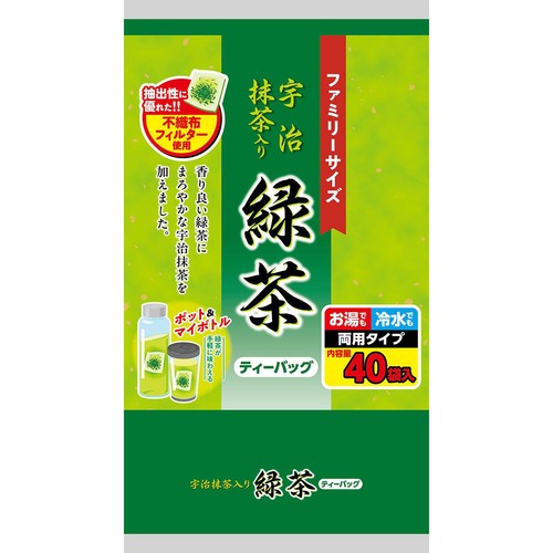 日本茶販売 ファミリーサイズ 宇治抹茶入り緑茶 ティーバッグ 160g(40