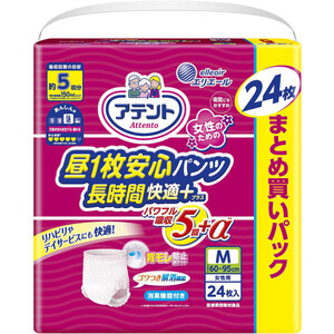 大王製紙 アテント 昼1枚安心パンツ 長時間快適プラス M 女性用 24枚