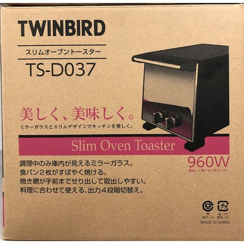 ツインバード スリムオーブントースター 2枚焼 TSーD037PB