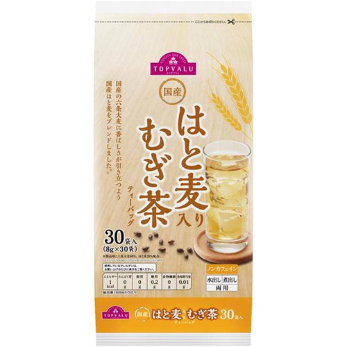 はと麦入りむぎ茶ティーバッグ 8g x 30袋 トップバリュ