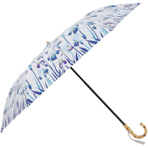 小川 河馬印本舗 和柄晴雨兼用日傘 二段折傘 はなしょうぶ 50cm LNV