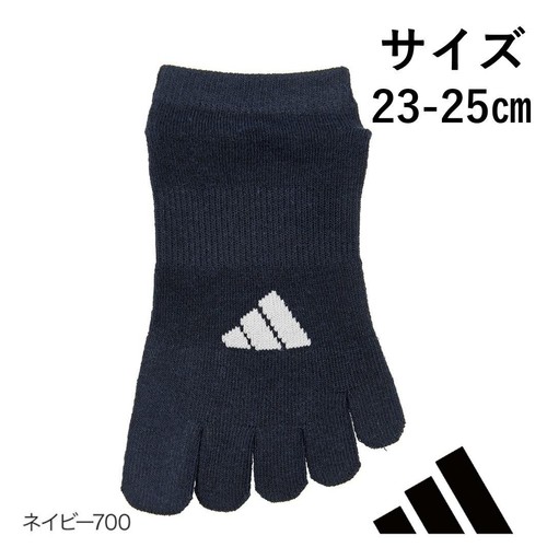 アディダス adidas 5本指スニーカー丈ソックス 滑り止め付き 消臭 婦人 23-25cm ネイビー