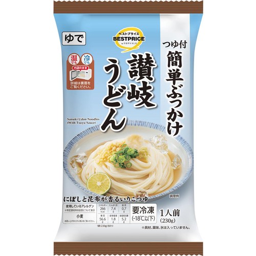 つゆ付簡単ぶっかけ讃岐うどん 230g トップバリュベストプライス