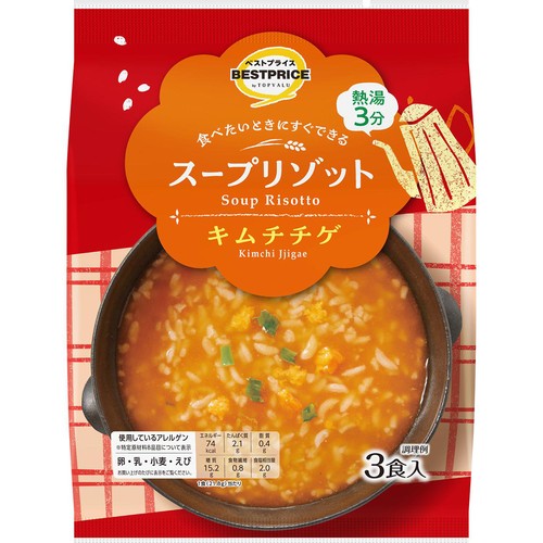 スープリゾット キムチチゲ 3食入 トップバリュベストプライス Green