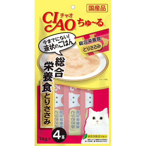 【ペット用】 いなば 国産CIAOちゅーる 総合栄養食 とりささみ 14g x 4本