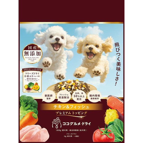 【ペット用】 ココグルメ・ドライ  チキン&フィッシュ プレミアムトッピング 850g