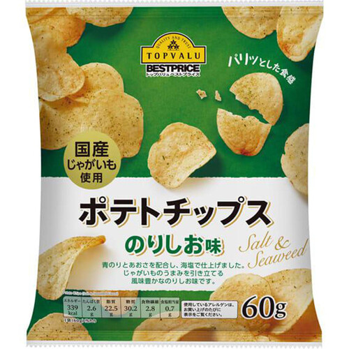 ポテトチップスのりしお味 60g トップバリュベストプライス