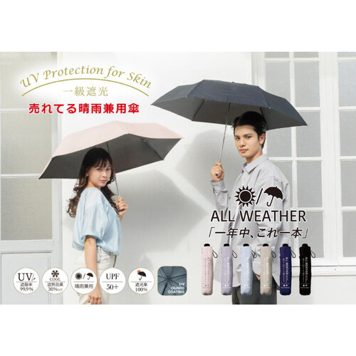 NATURAL BASIC UVオールウェザー 晴雨兼用折りたたみ傘 55cm ネイビー