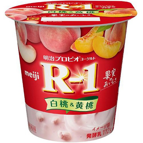 明治 プロビオヨーグルトR−1 白桃&黄桃 112g