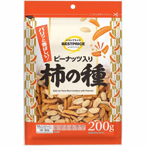 ピーナッツ入り柿の種 チャック付き 200g トップバリュベストプライス