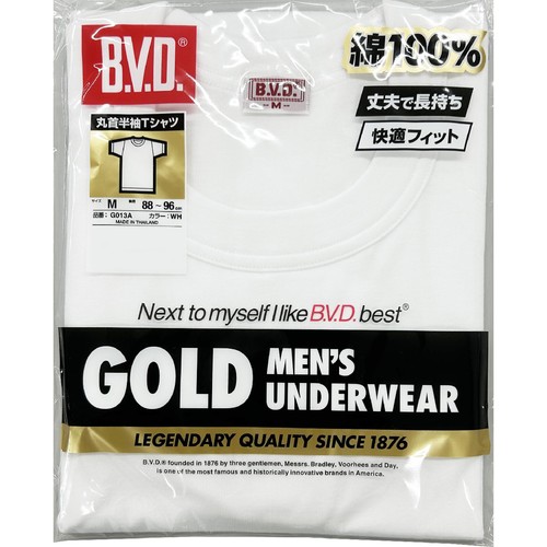B.V.D. GOLD 半袖丸首シャツ 2枚組 M ホワイト