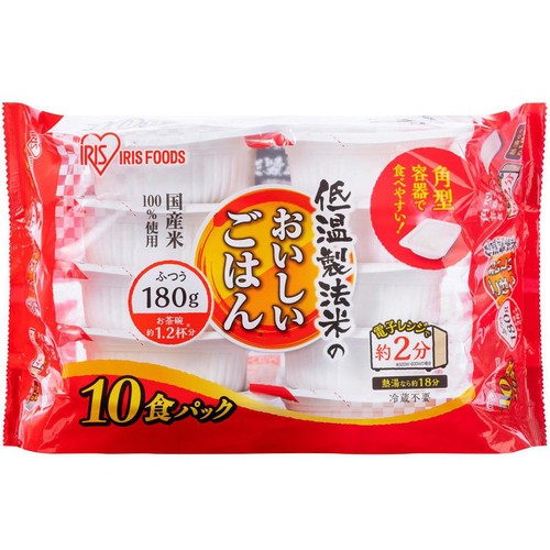 アイリスフーズ 低温製法米のおいしいパックごはん 180g x 10パック
