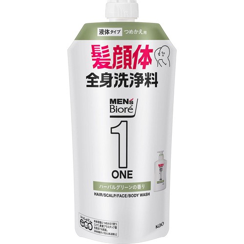 花王 メンズビオレONE オールインワン全身洗浄料 爽やかなハーバルグリーンの香り つめかえ用 340ml