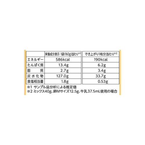 日清製粉ウェルナ ホットケーキミックス 極もち 160g x 3袋入