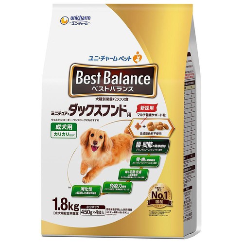 【ペット用】 ユニ・チャーム 【国産】ベストバランス カリカリ仕立て 成犬 ミニチュア・ダックスフンド用 1.8kg