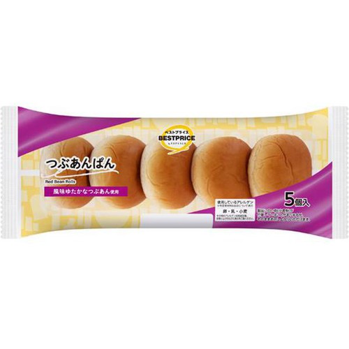 しっとりとしたつぶあんぱん 5個 トップバリュベストプライス Green