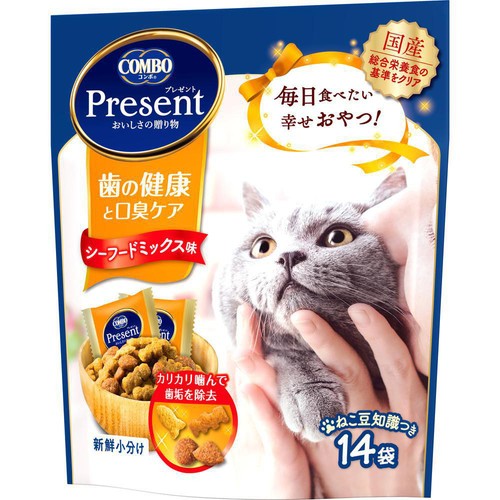 【ペット用】 日本ペットフード 国産コンボプレゼント 歯の健康と口臭ケア シーフードミックス味 3g x 14袋