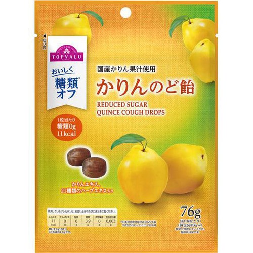 糖類オフ かりんのど飴 76g トップバリュ