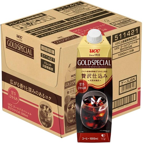 UCC ゴールドスペシャル アイスコーヒー 甘さひかえめ 1ケース 1000ml x 12本