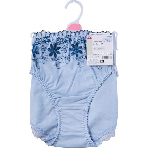 ショーツクローゼット 綿混レースデザイン ふつう 婦人 ブルー XL トップバリュ