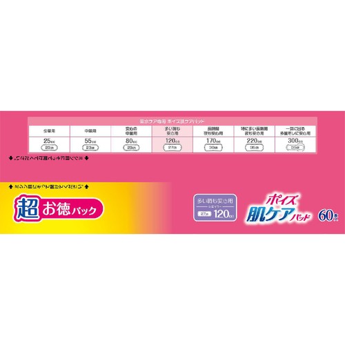 日本製紙クレシア ポイズ 肌ケアパッド 多い時も安心用 レギュラー 120cc 27cm 60枚