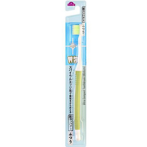 歯垢を除去する高密植毛ハブラシ 超コンパクト ふつう スパイラルエッジ 1本 トップバリュ