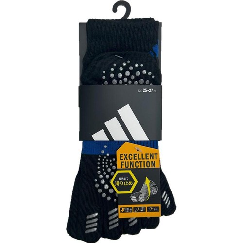 アディダス adidas 5本指ショート丈ソックス 滑り止め付き 消臭 紳士 25-27cm ブラック