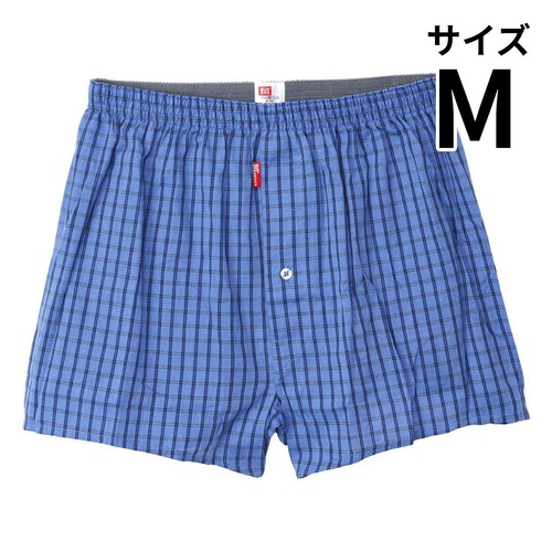 B.V.D. パナマ織りトランクス チェック柄 M ブルー