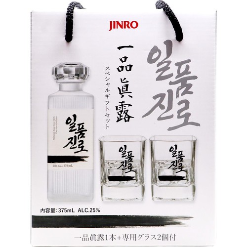 【25度】 米焼酎 一品眞露 グラス2個付セット 375ml
