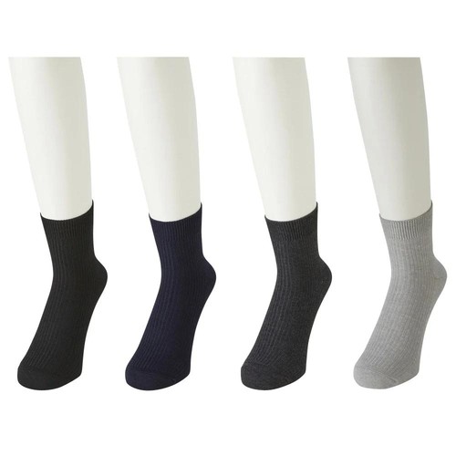 リブ無地 ショート丈ソックス 4足組 紳士 アソート 27-29cm トップバリュ