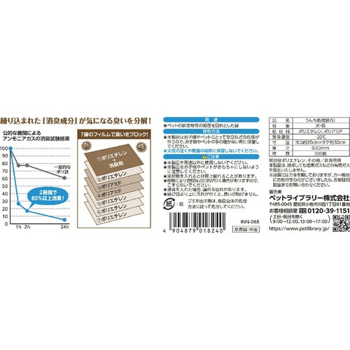 【ペット用】 ペットライブラリー inunekoneru 防臭+消臭!うんち処理袋 Sサイズ 200枚