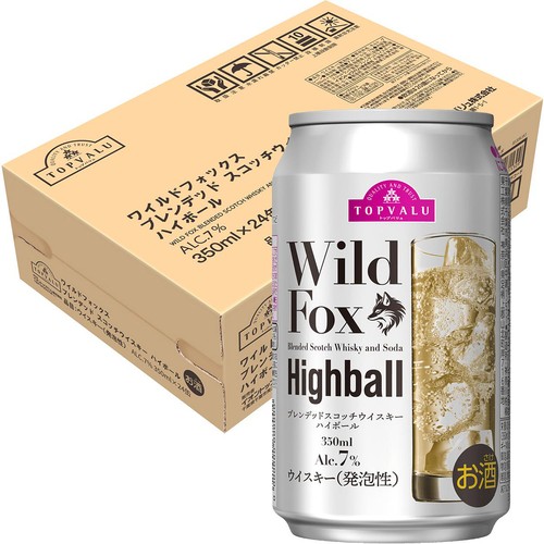 【7%】WildFoxブレンデッドウィスキーハイボール 1ケース 350ml x 24本 トップバリュ