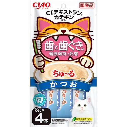 【ペット用】 いなばペットフード CIAOちゅーる 歯と歯ぐきの健康維持に配慮 かつお 8g x 4本