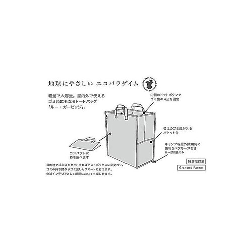 ルートート ごみ箱にもなるトートバッグ ルーガービッジ45L-D A-sp4 ブルー テキスト柄