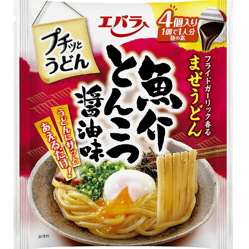 エバラ食品 プチッとうどん 魚介とんこつ醤油味 22g x 4個入