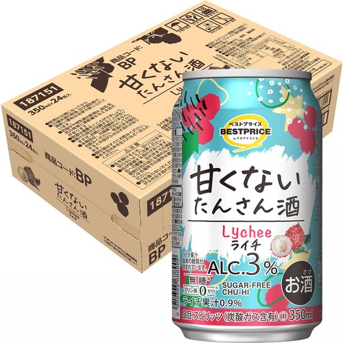甘くないたんさん酒ライチ 1ケース 350ml x 24本 トップバリュベスト