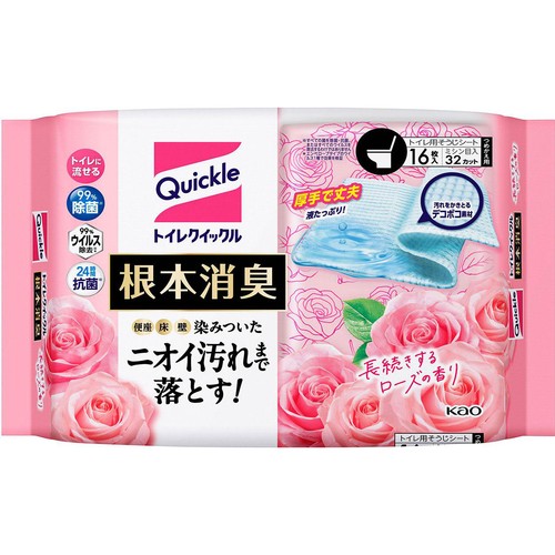 花王 トイレクイックル 根本消臭 長続きするローズの香り つめかえ用 8枚入 x 2個